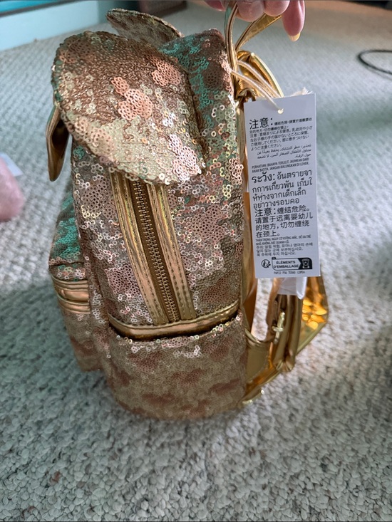 gold sequin mini backpack Lumiere Character Series The glamorous bag Loungefly Yellow Gold Sequin Mini